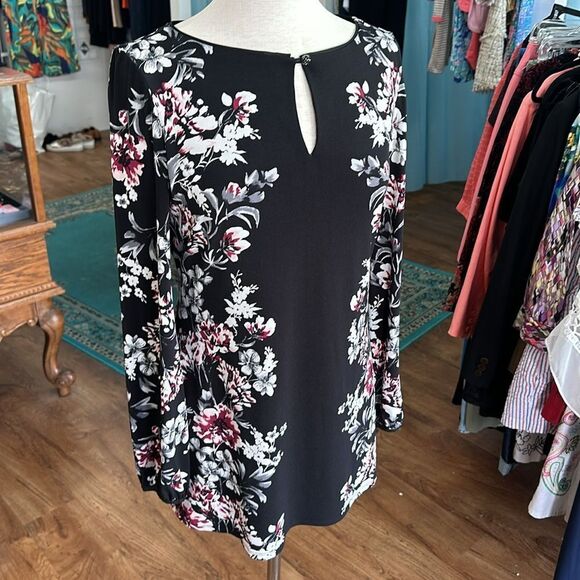 WHBM Black Floral Tunic/Dress Size Small - Picture 6 of 12